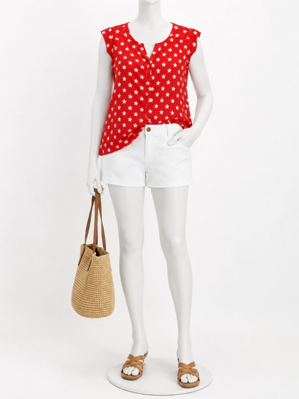 ⭐️ New York & Company Red Star Blouse – Size XL – Like New ⭐️